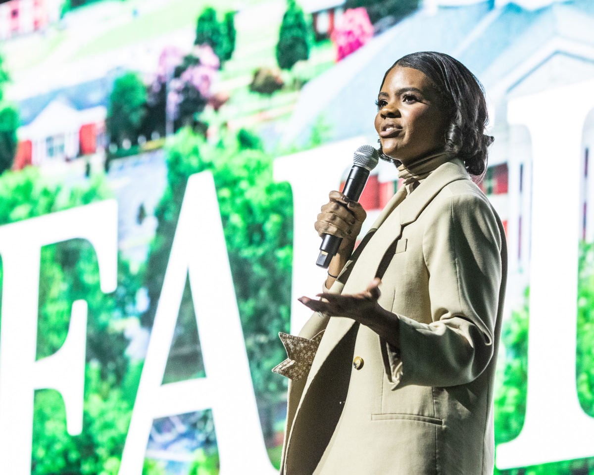 Candace Owens speaks during the 2022 Faulkner Benefit Dinner.