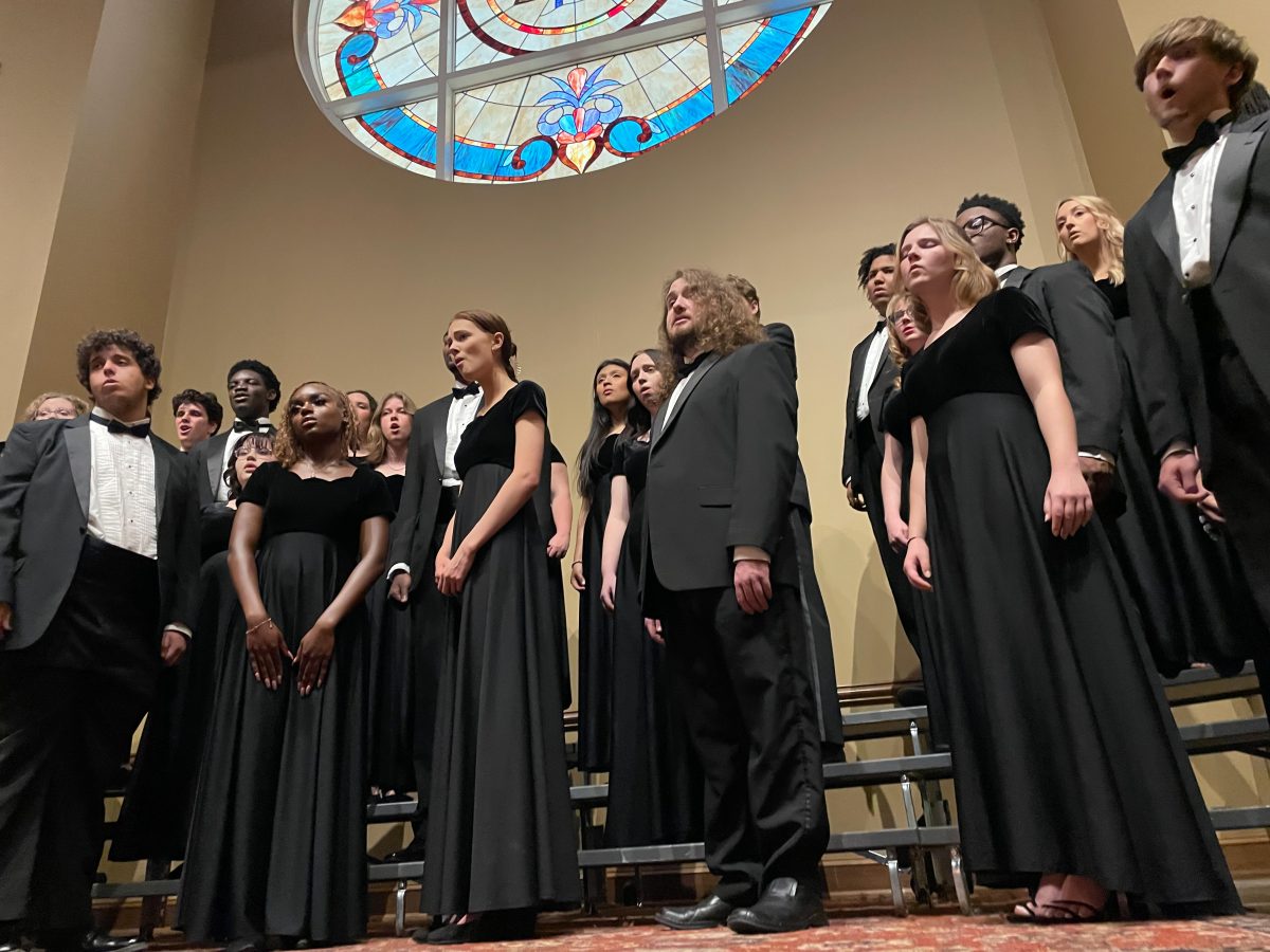 The Faulkner University Chorus performs in Lester Chapel on the Montgomery campus. 