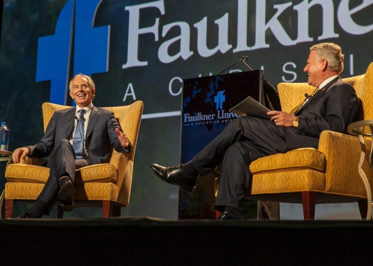 The Rt. Hon. Tony Blair speaks to a sold-out crowd at Faulkner University's Annual Benefit Dinner on Oct. 4 at the Renaissance Hotel and Convention Center in downtown Montgomery.