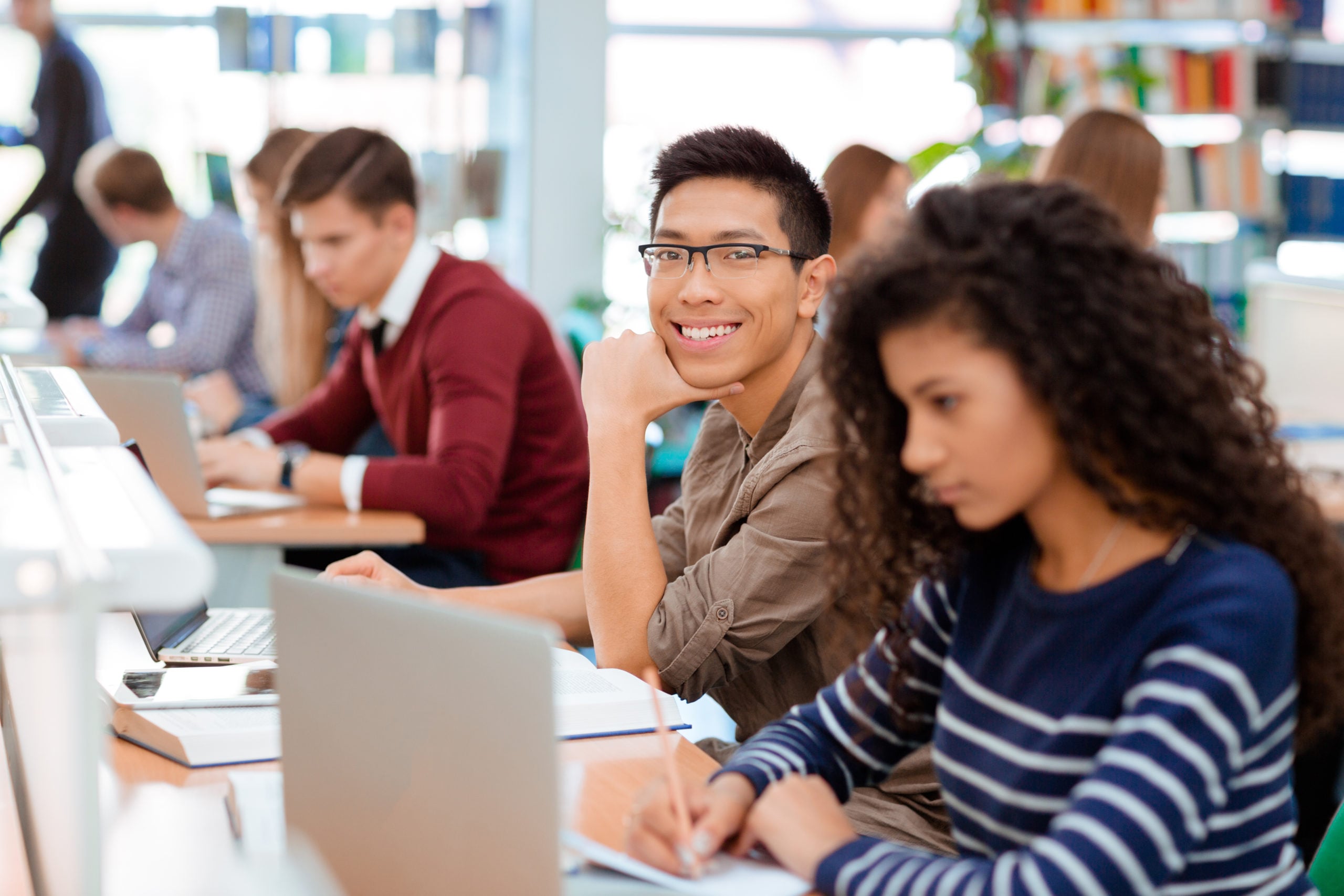 Group,Of,A,Students,Studying,In,The,University,Library