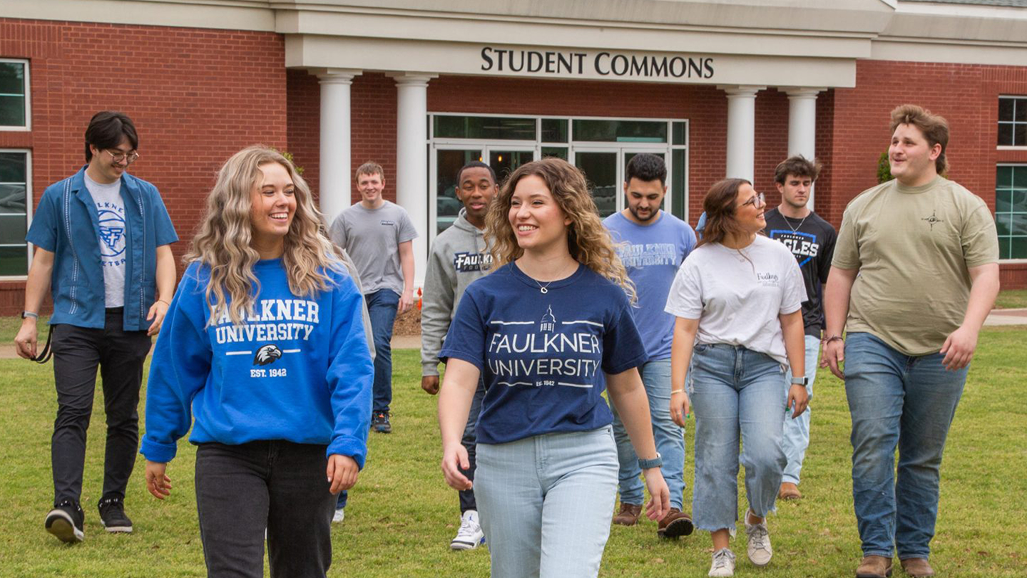 students walking on campus