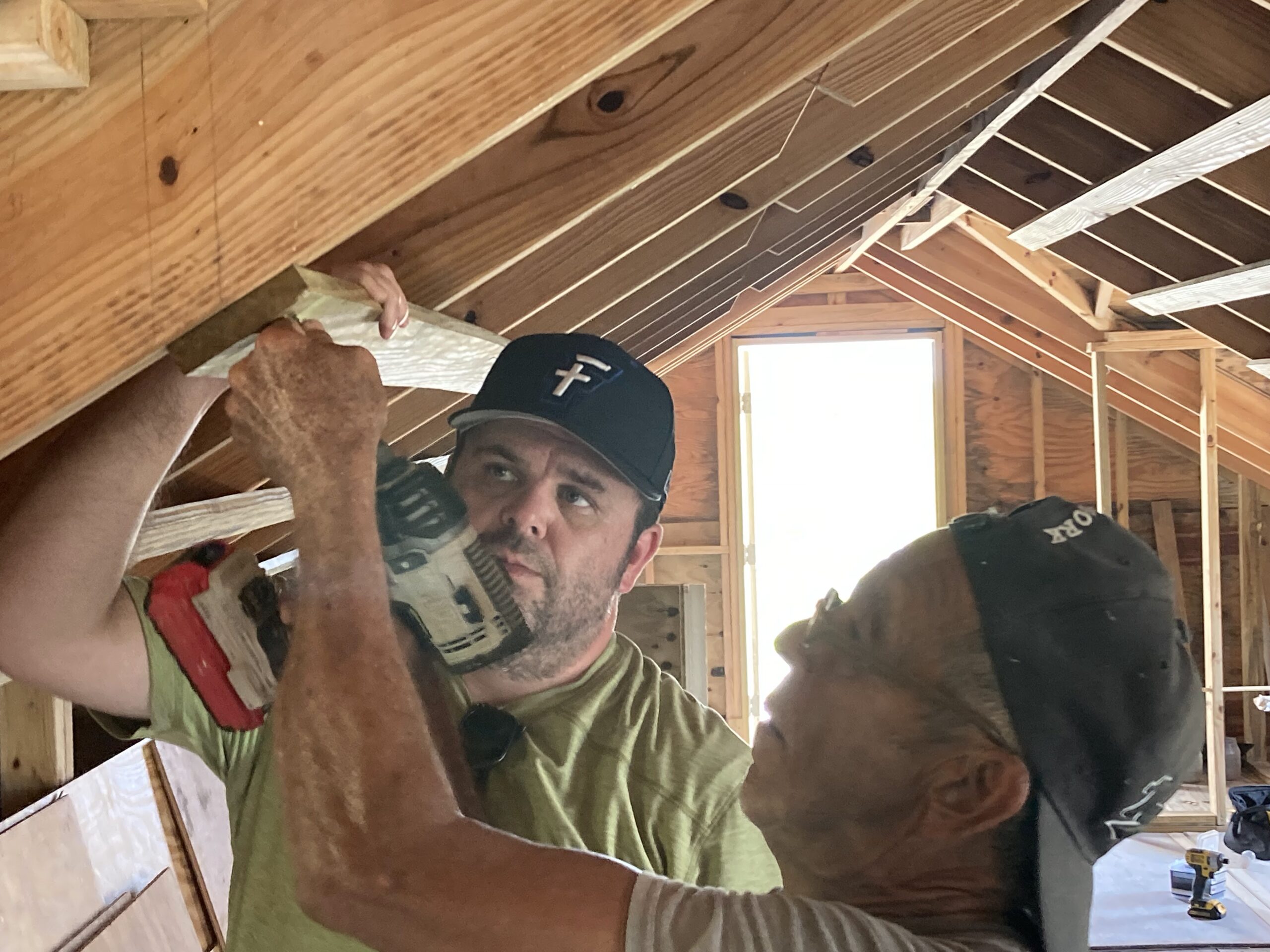 Kasey Oakley and Donald Burrows construct an apartment above the church building. 