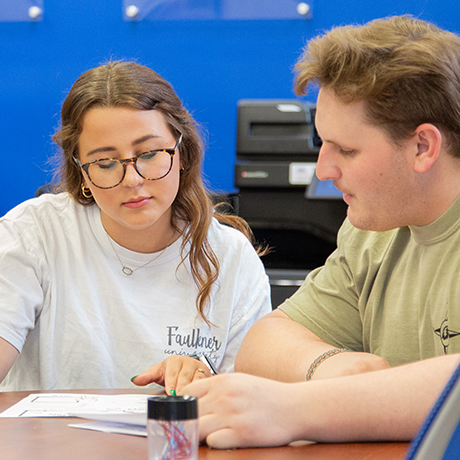 two students studying together