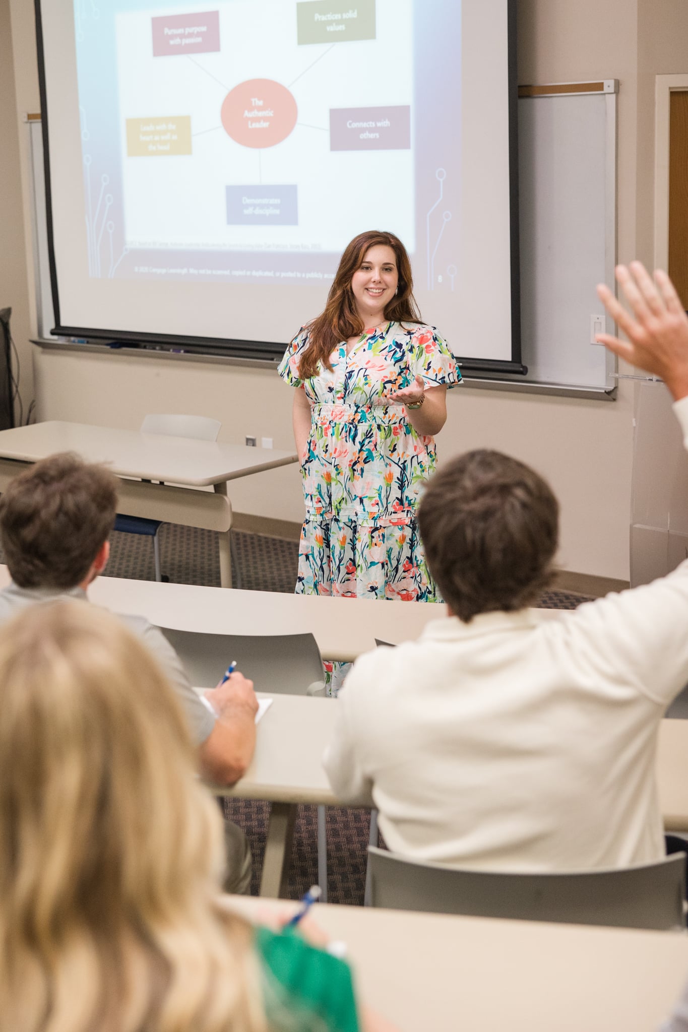 Business professor Elizabeth Carden teaching a finance class at Faulkner University