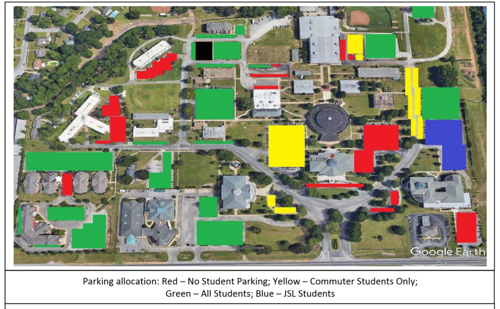 Faulkner University campus parking map