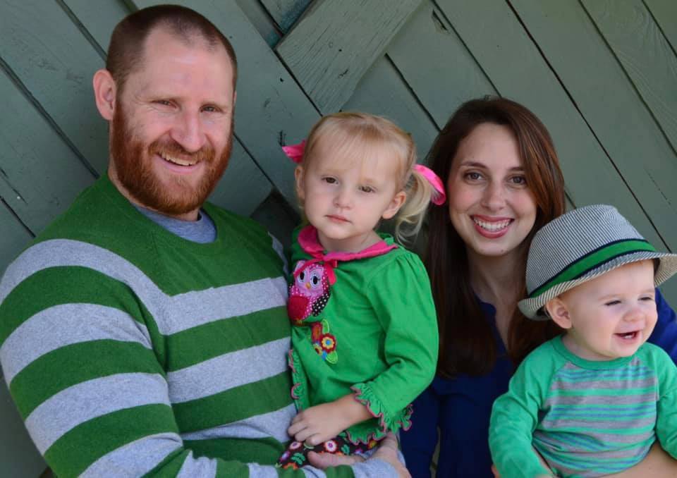  l-r Roberts and his wife Leigh and their two children, Adriana and Asher.  