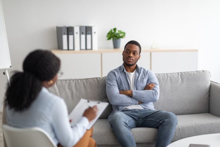 A patient having a session with a psychotherapist