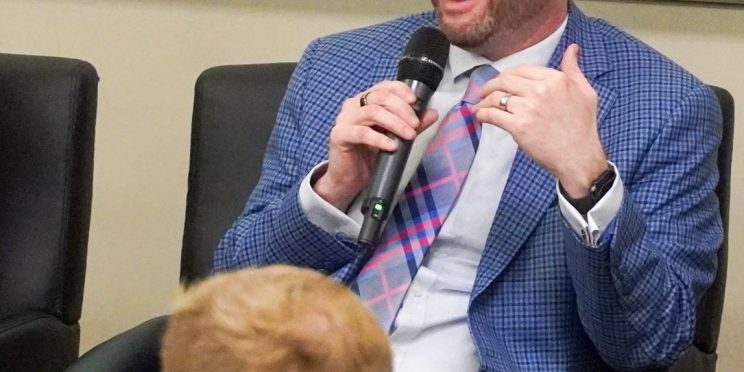 Brent Hatcher speaks to students during the 2020 Marketplace Faith Friday Forums.