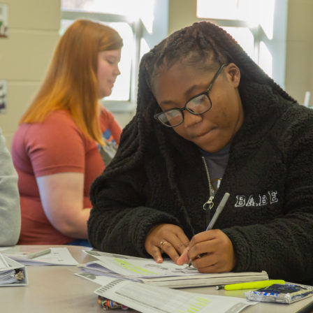 Education students l-r Caroline Cosner and Destinee Buchanan.