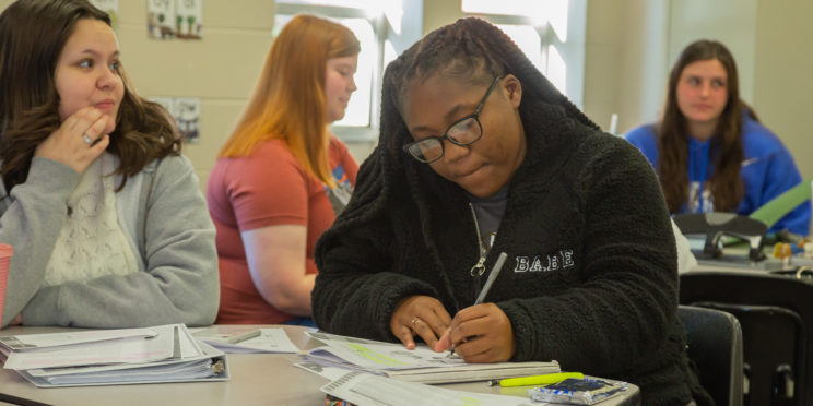 Education students l-r Caroline Cosner and Destinee Buchanan.