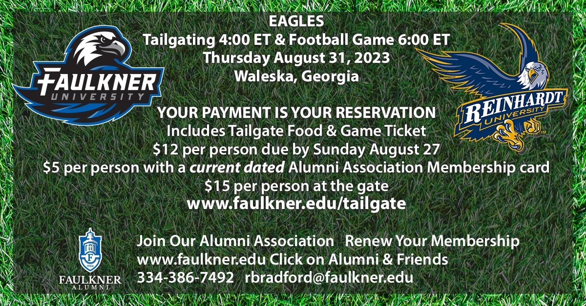 Football Tailgate Flyer for the Football game against Reinhardt University