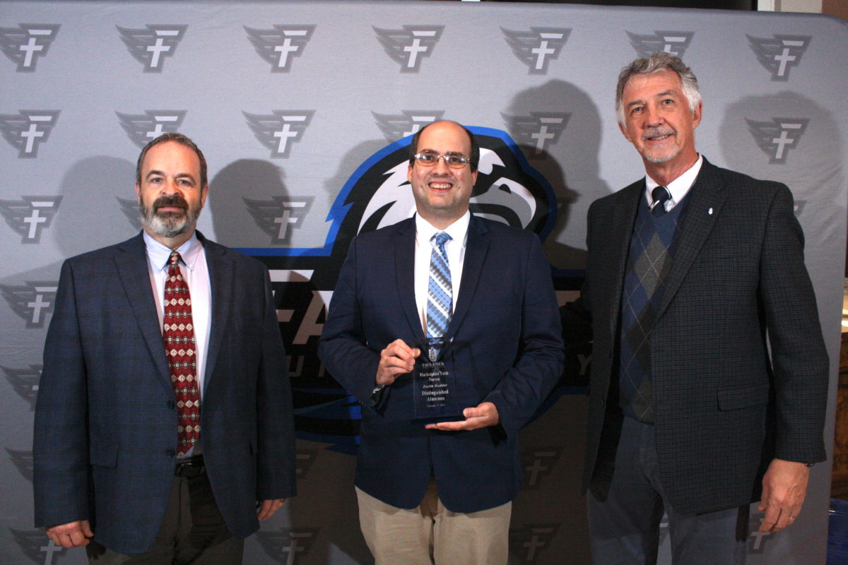 l-r Dr. James Guy, Justin Rudder and Professor Grover Plunkett.