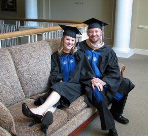 Devon Duffield sits with her husband Sam Duffield.