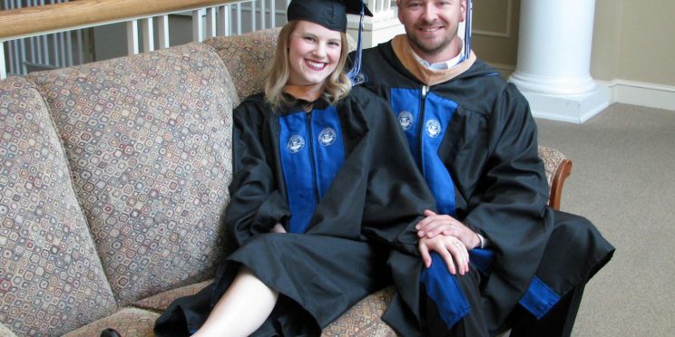 Devon Duffield sits with her husband Sam Duffield.