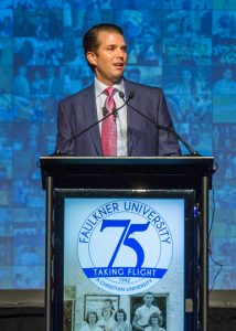 Donald Trump, Jr. speaks at Faulkner University's Annual Benefit Dinner on Oct. 5 for the university's 75th anniversary.