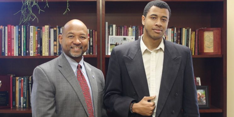 Jacob Hartsfield, right, stands with Dr. Jean-Noel Thompson
