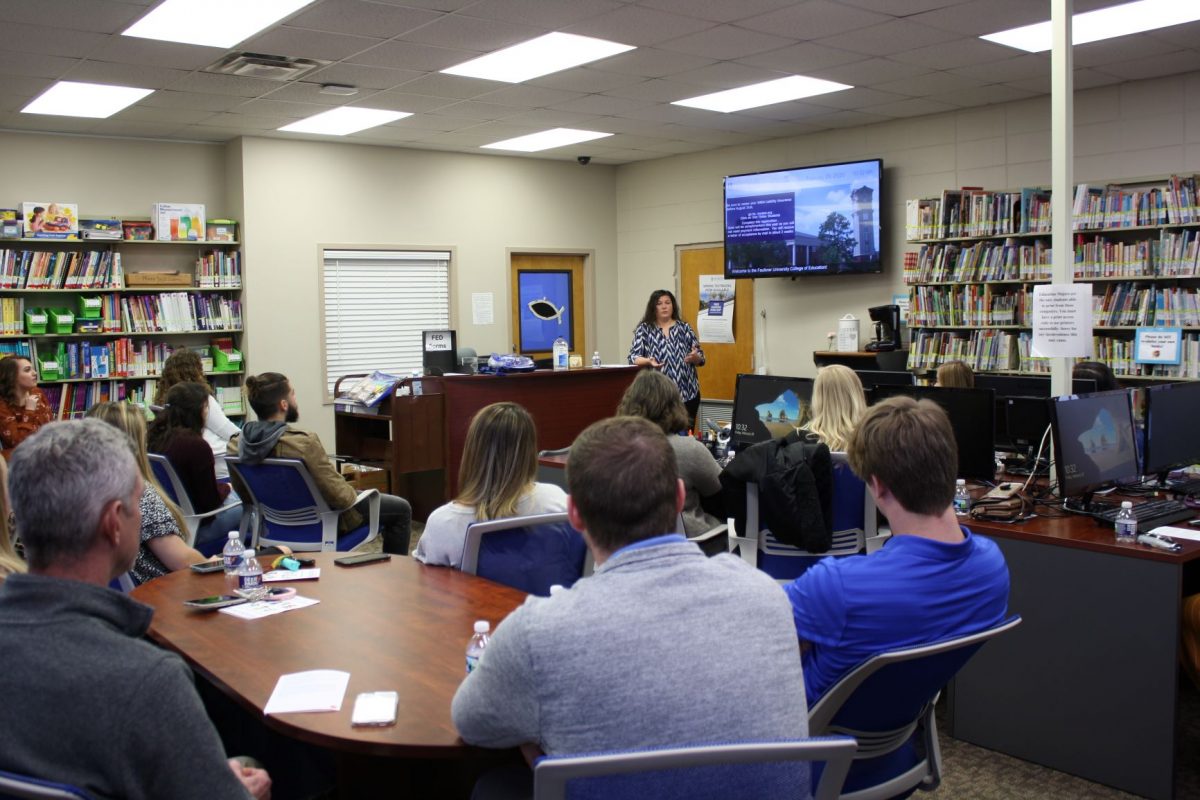 Jennifer Ellisor speaks to students during the 2020 Marketplace Faith Friday Forums. 