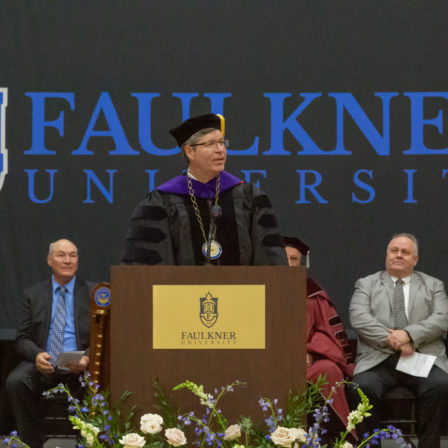 2) Newly inaugurated President Mitch Henry gives his address.