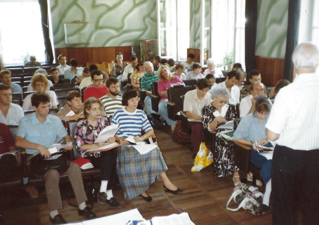 Jerry teaches a seminar in Donetsk, Ukraine in 1994.