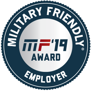 Badge - Victory Media Awards Faulkner with the Military Friendly School Award for 2018 and 2019