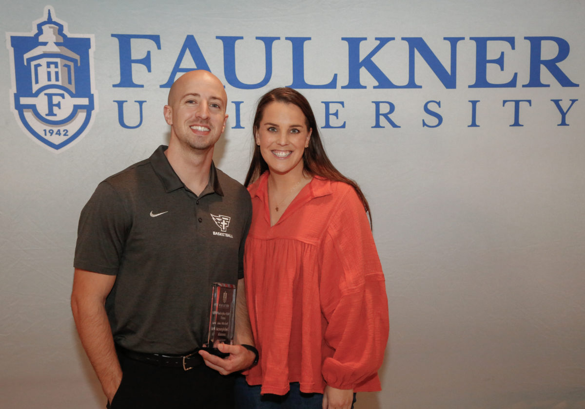 Jake Mitchell and his wife Emma pose during the Marketplace Faith Friday Forums. 