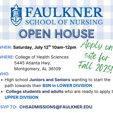 The School of Nursing is hosting an Open House where they will be accepting nursing applications.