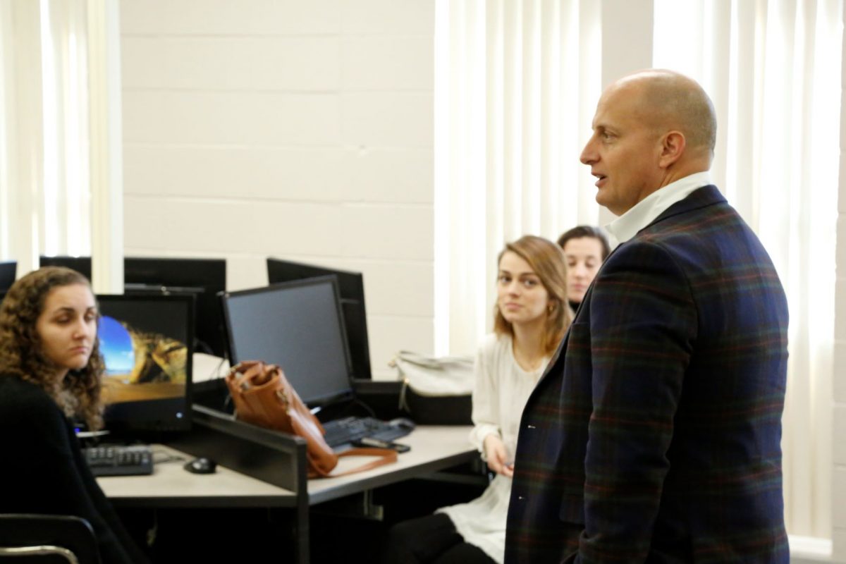 Blake Cook speaks to a Faulkner students during the 2020 Marketplace Faith Friday Forums.