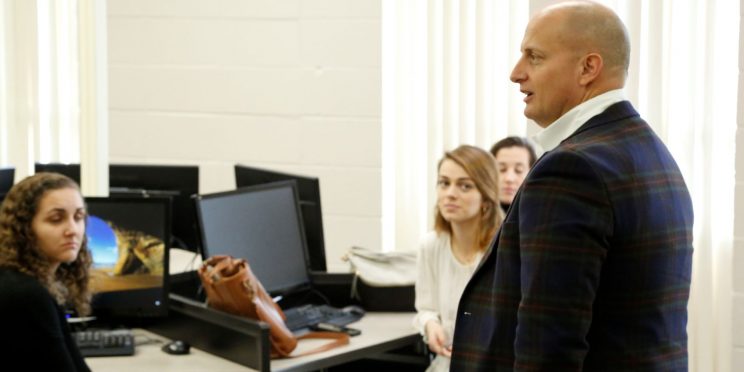 Blake Cook speaks to a Faulkner students during the 2020 Marketplace Faith Friday Forums.