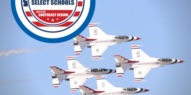 The Air Force Thunderbirds fly in formation for a military air show.