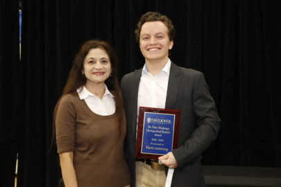 Dr. Rosie Khadanga presented the award to Travis Armstrong in honor of her late husband.