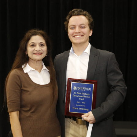 Dr. Rosie Khadanga presented the award to Travis Armstrong in honor of her late husband.
