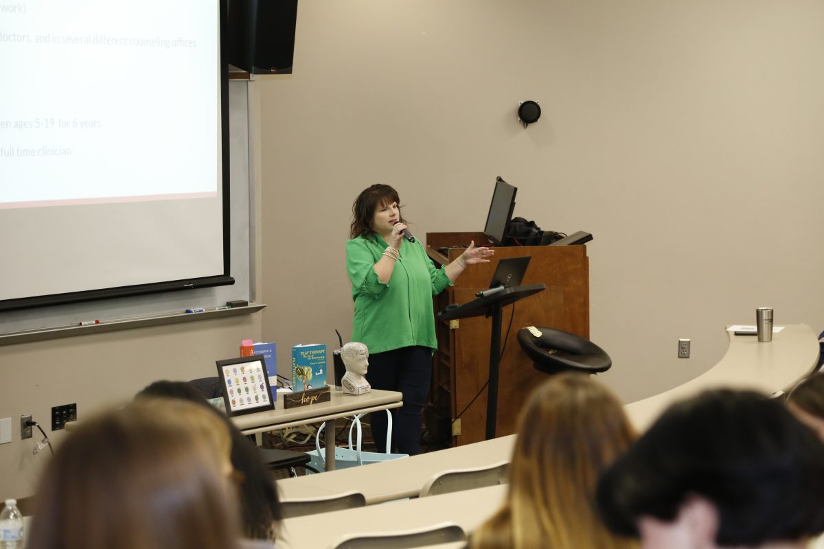 Allena Burbage speaks to students during the 2025 Marketplace Faith Friday Forums.