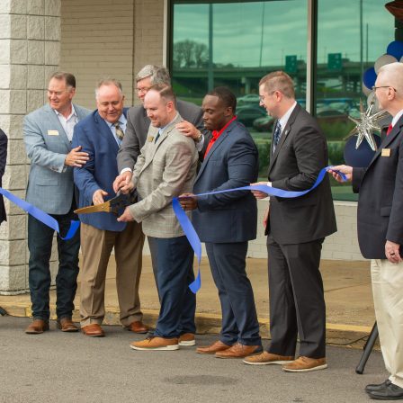 Ribbon cutting in front of the new Mental Health Center.