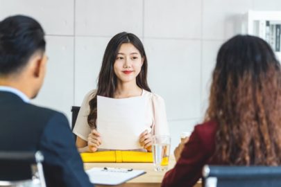 Young business administration graduate preparing for a job interview