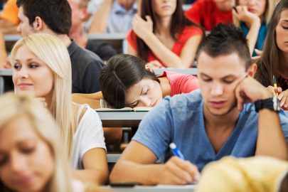 College Student Sleeping in Class
