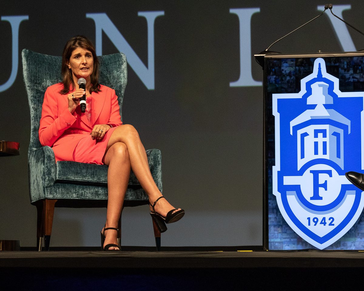 Nikki Haley speaks during Faulkner University's Annual Benefit Dinner on Oct. 3