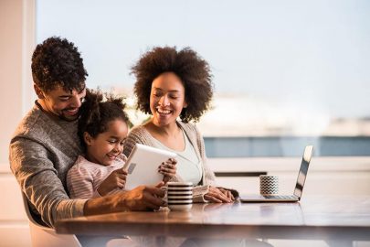 Online Student Playing with Family