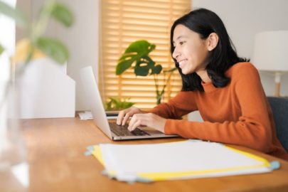 Student attending online class while at home