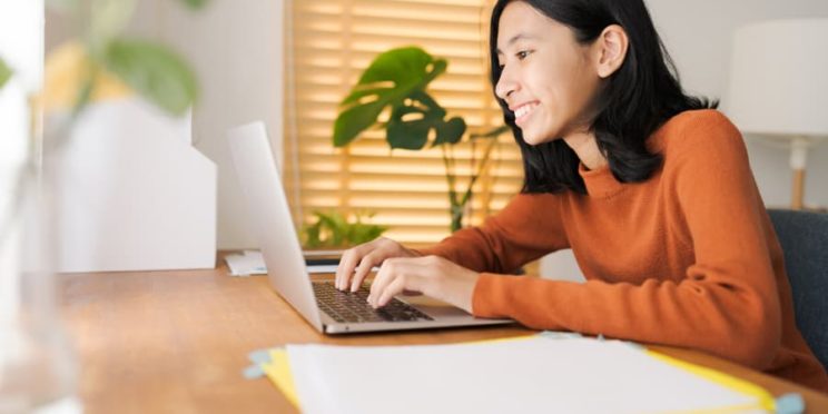 Student attending online class while at home